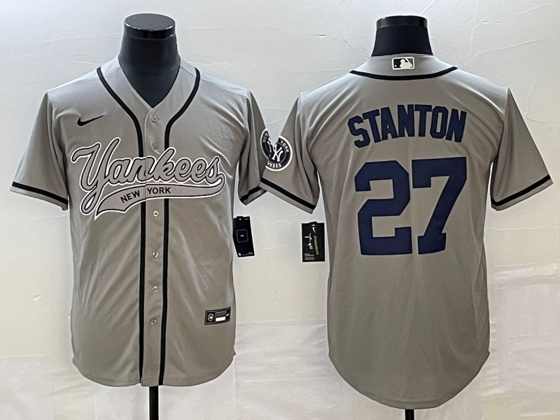 Men's New York Yankees Giancarlo Stanton #27 Gray Jersey Joint Edition